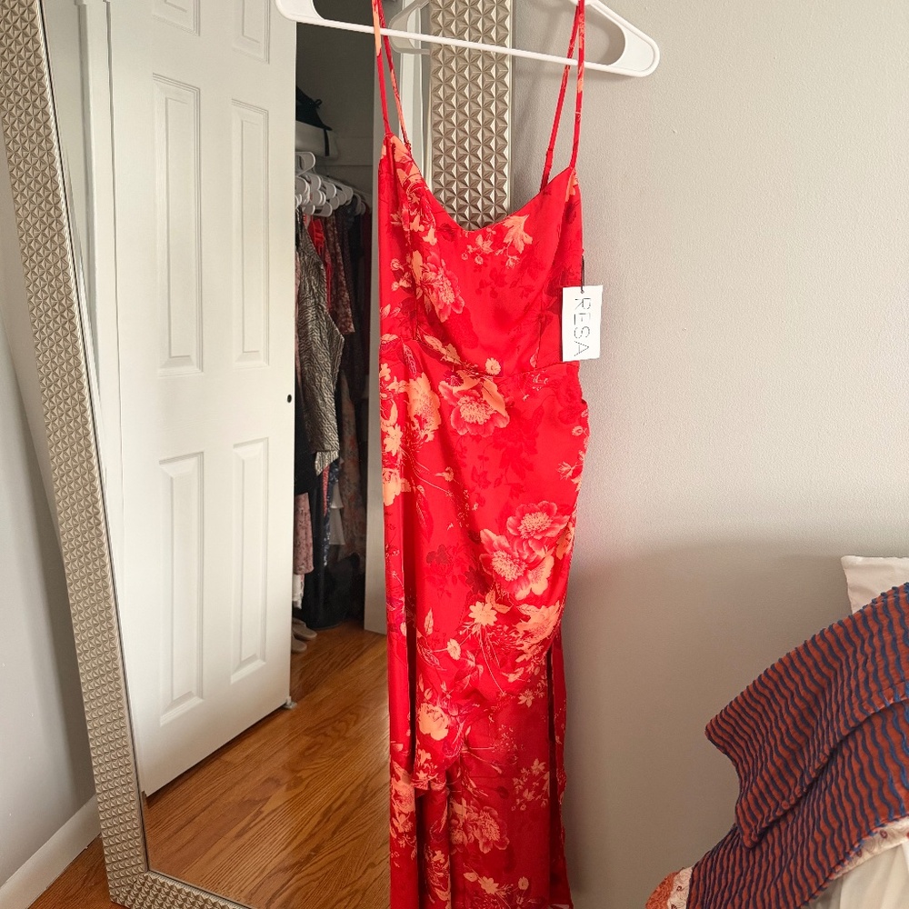 RESA Red Floral Midi Dress